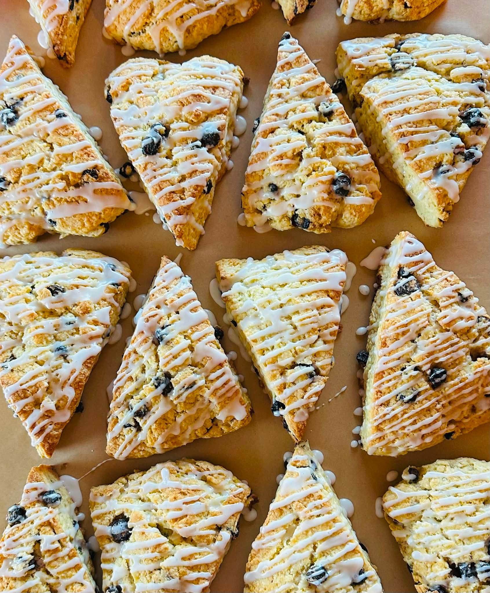 Iced blueberry scones
